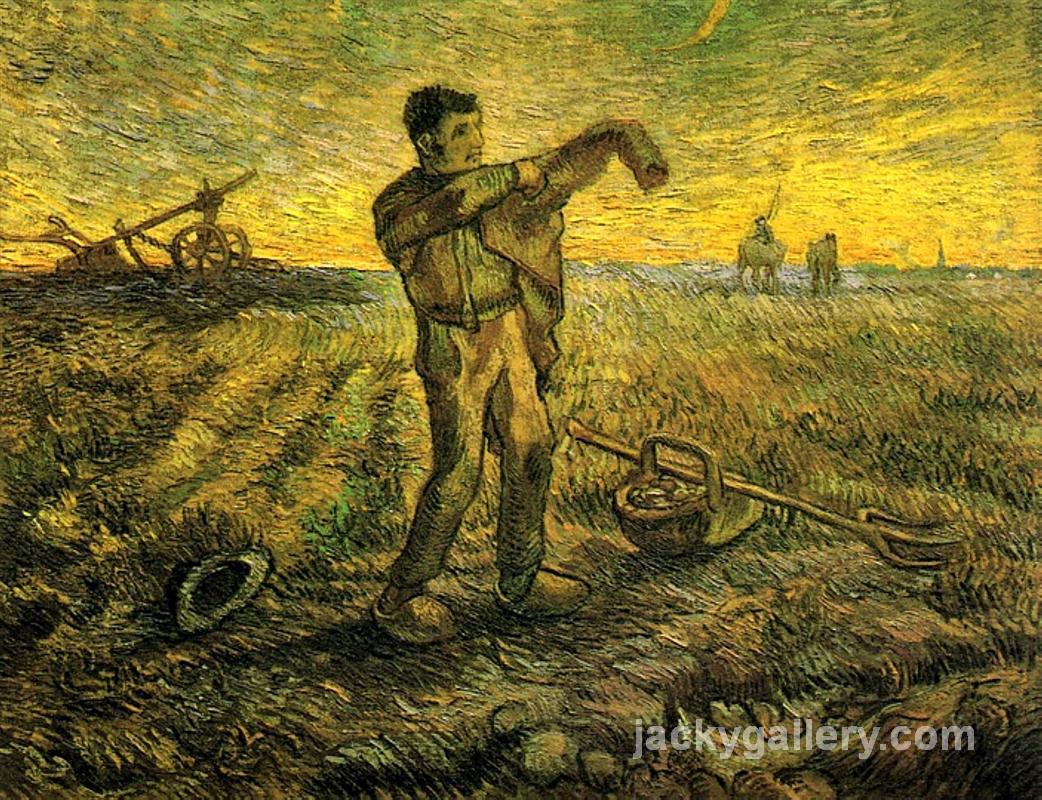 Evening - The End of the Day after Millet, Van Gogh painting